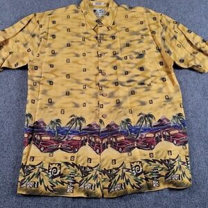 Vintage M.E. Sport Hawaiian Shirt Men's XL Woodie Station Wagon  Rayon All Over